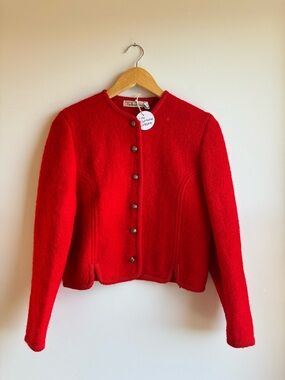 Talbots Red Buttoned Wool Blend Blazer